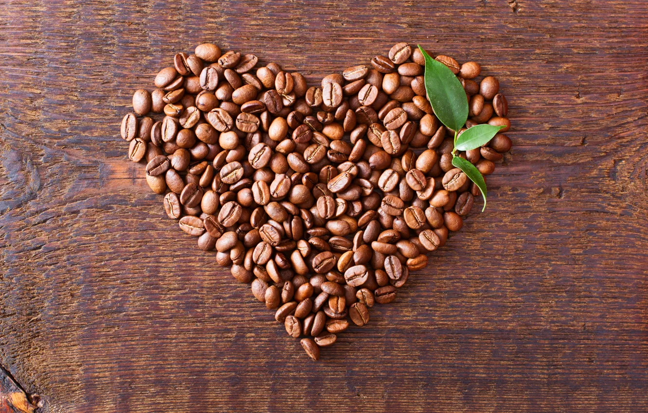 Photo wallpaper love, heart, coffee, grain