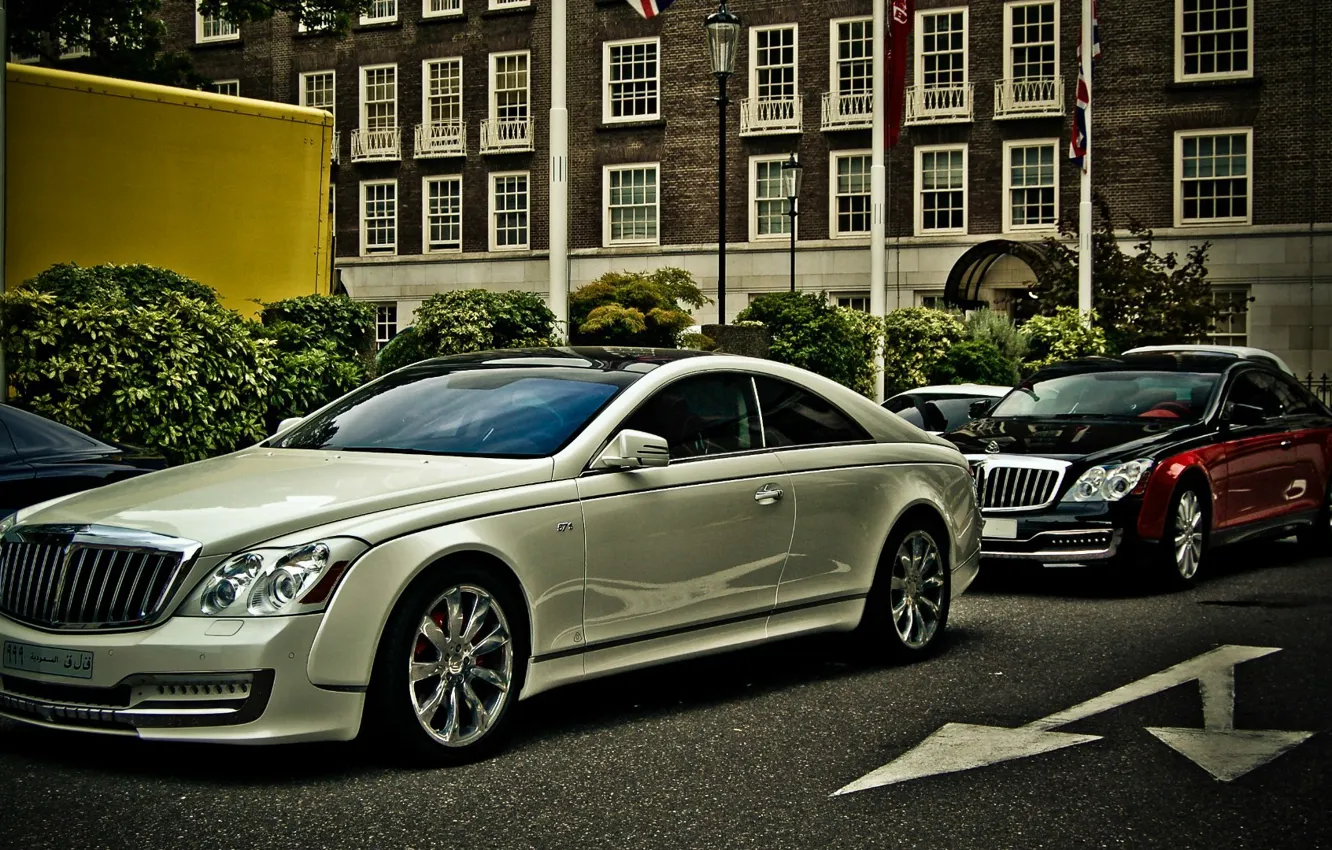 Photo wallpaper Road, The city, The building, City, Maybach, Coupe, roads, buildings