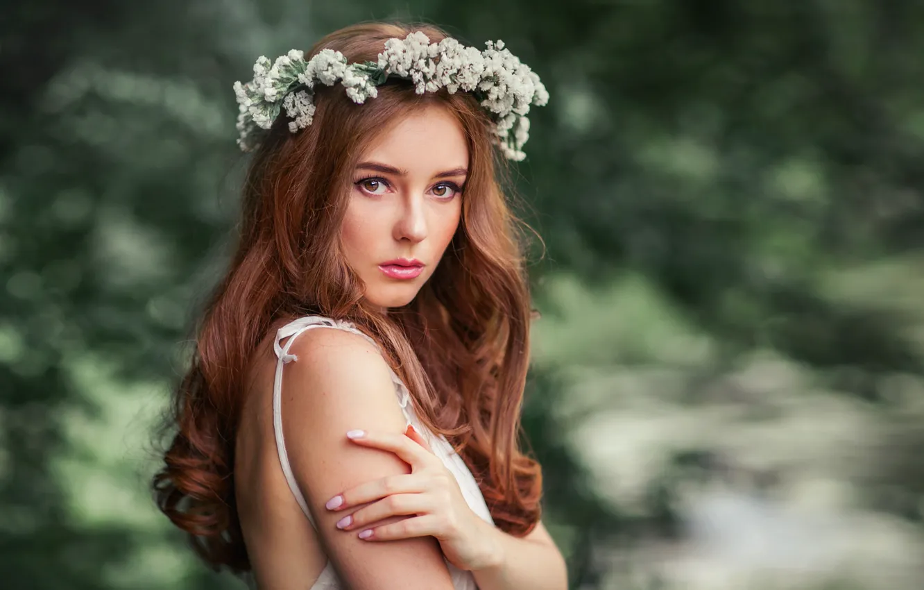 Photo wallpaper girl, brown hair, photo, photographer, model, lips, redhead, portrait