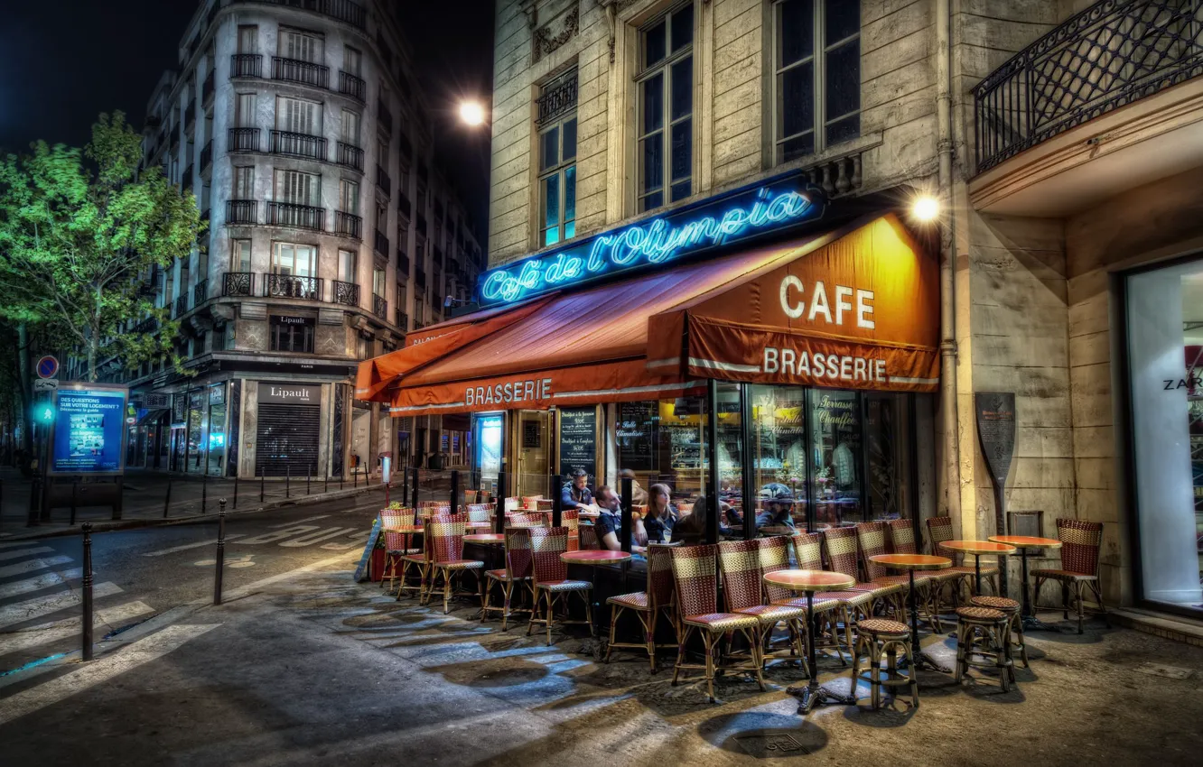 Photo wallpaper France, Paris, the evening, cafe, Paris, France, capital