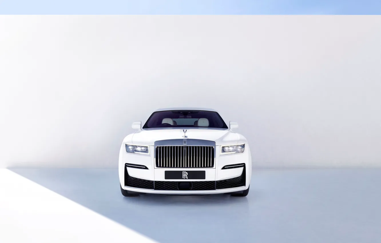 Photo wallpaper White, Rolls Royce, Ghost, V12, Front, 2020, 571 HP, Planar system