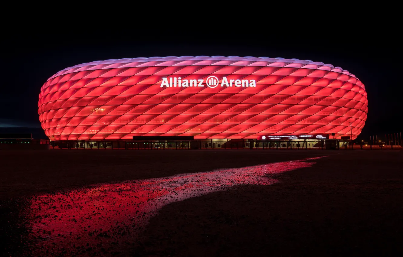 Photo wallpaper Germany, Munich, backlight, stadium, Allianz Arena