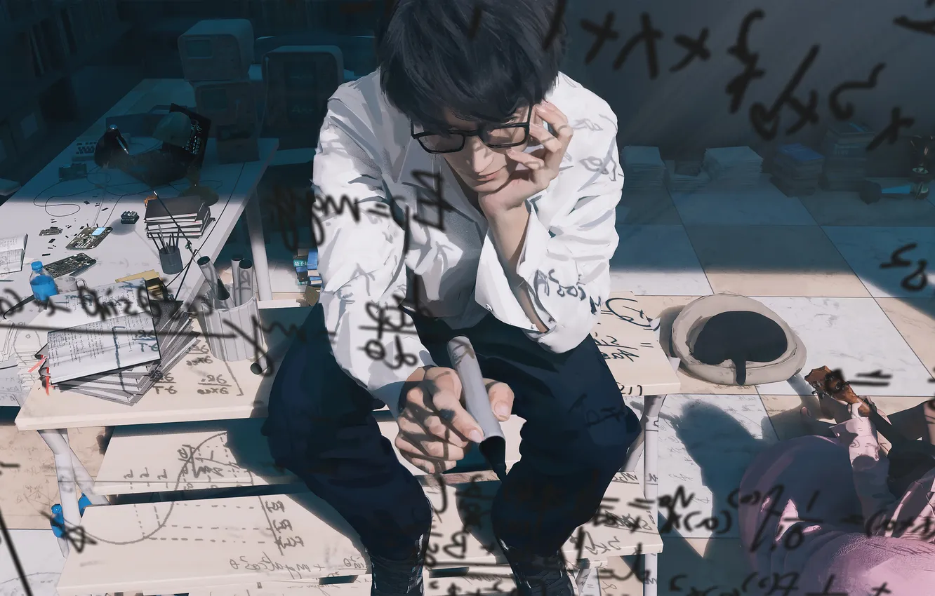 Photo wallpaper girl, window, guy, formula, Wlop