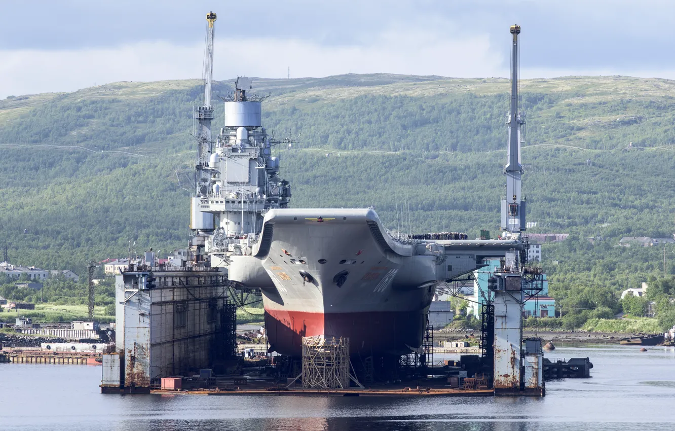 Photo wallpaper Doc, repair, cruiser, heavy, aircraft carrier, "Admiral Kuznetsov"
