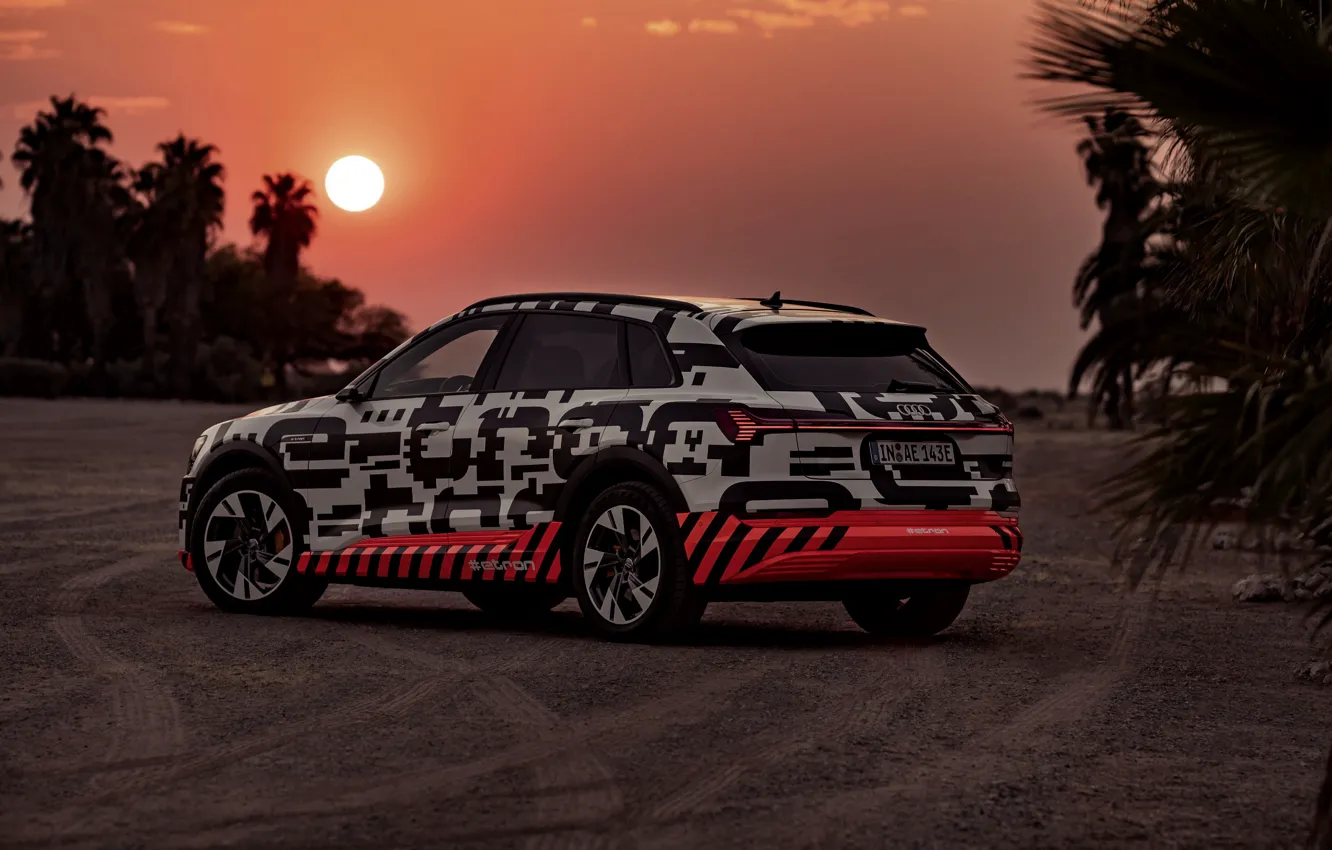 Photo wallpaper sand, sunset, Audi, 2018, E-Tron Prototype