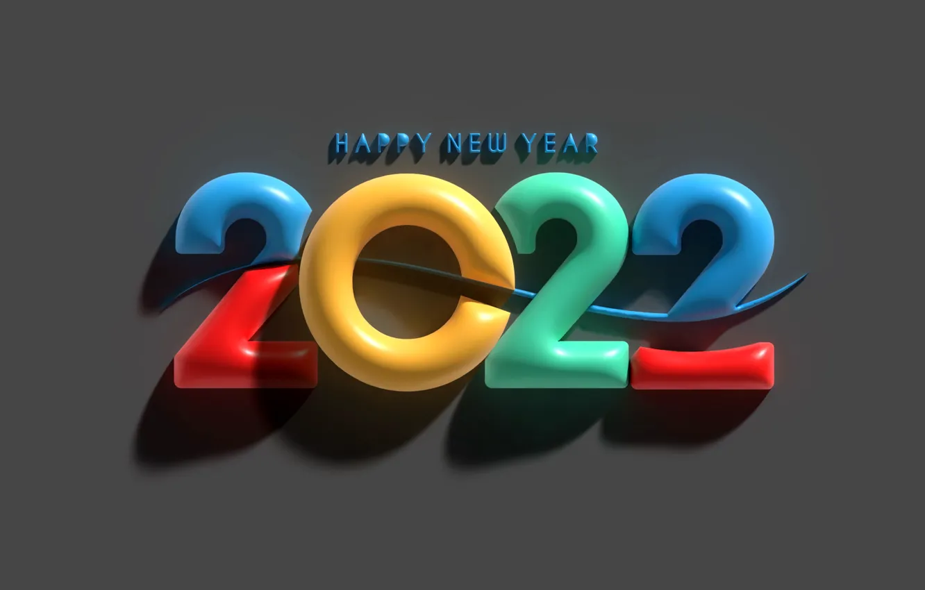 Photo wallpaper new year, colorful, figures, render, New Year, figures, Happy, 2022