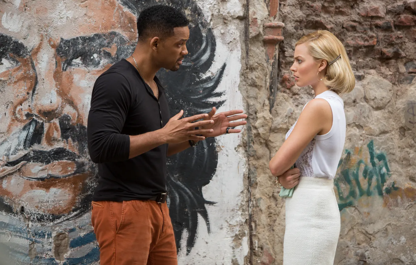 Photo wallpaper wall, focus, frame, Focus, Will Smith, Will Smith, Margot Robbie, Margot Robbie