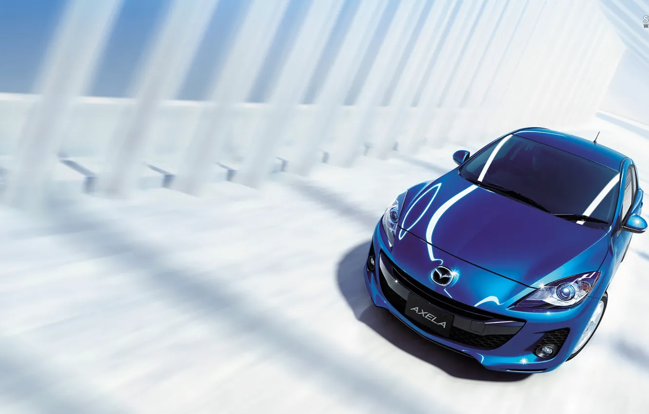 Photo wallpaper car, blue, Mazda, japan, blue, Axela