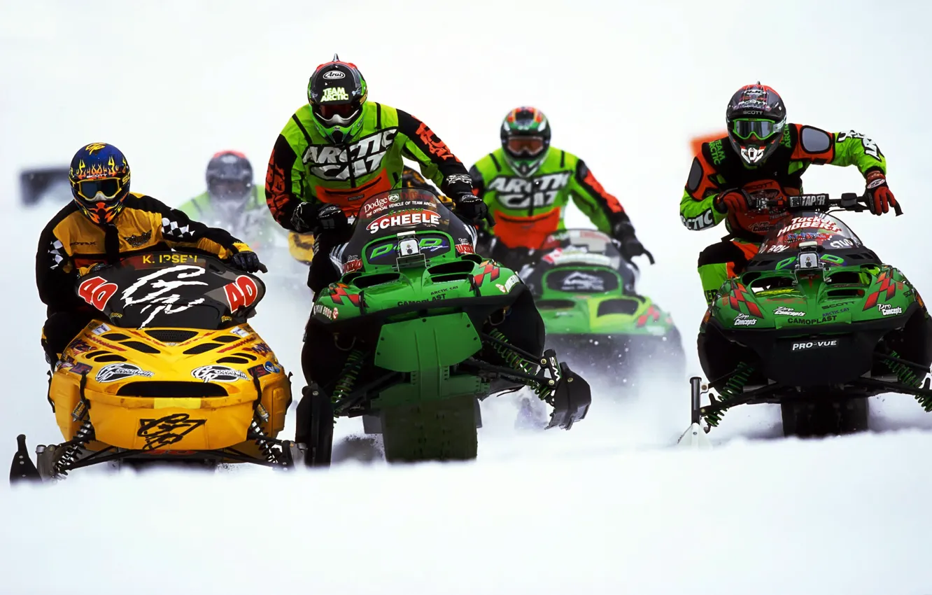 Photo wallpaper snow, race, snowmobile