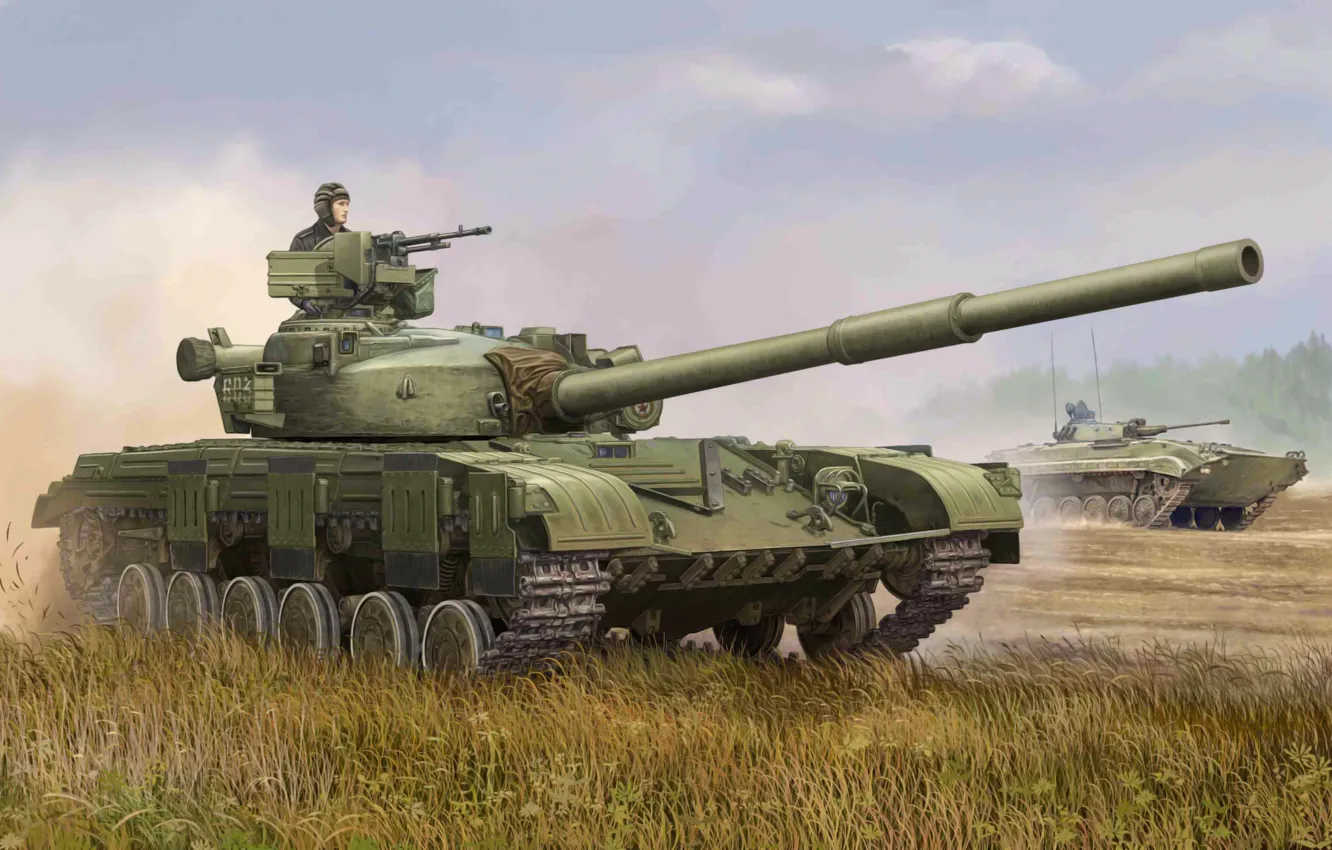 Photo wallpaper war, art, painting, tank, T-64 Main Battle Tank