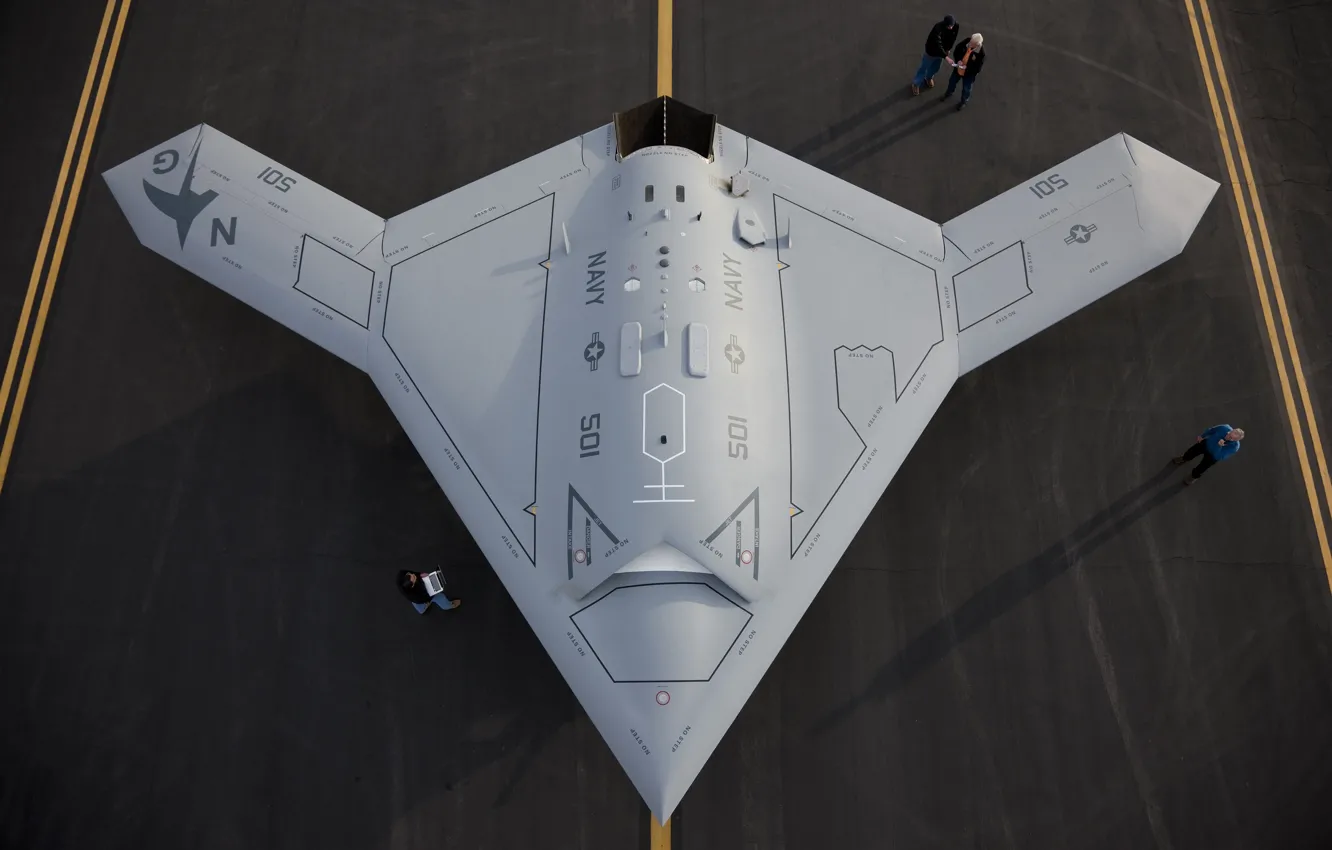 Photo wallpaper USAF, UAV, X-47B, X-47B Pegasus, Strike UAVs