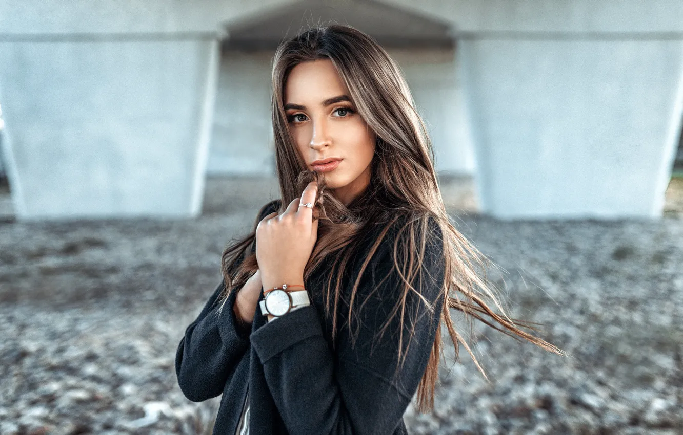 Photo wallpaper look, pose, model, portrait, makeup, hairstyle, brown hair, beauty