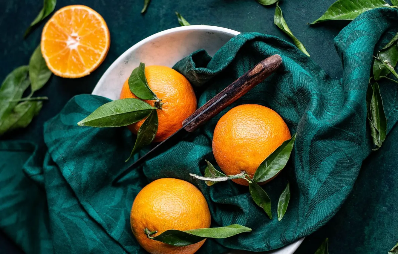 Photo wallpaper taste, oranges, dish