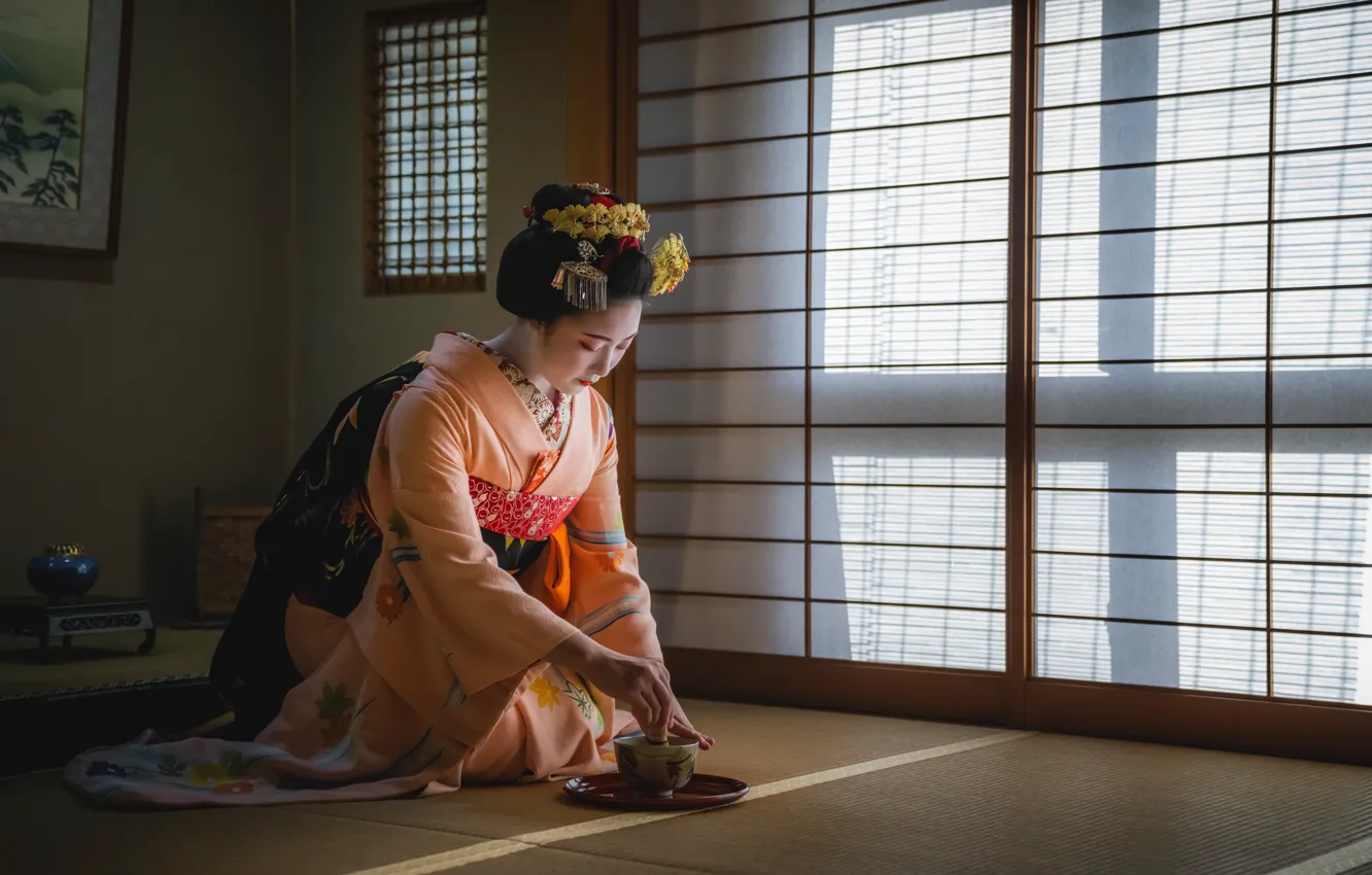 Photo wallpaper tea, kimono, Asian, the ceremony