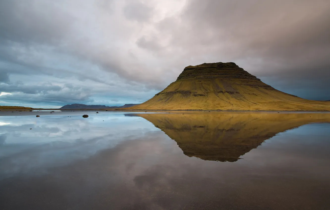 Photo wallpaper mountain, the volcano, Iceland, Scandinavia, Kirkjufell
