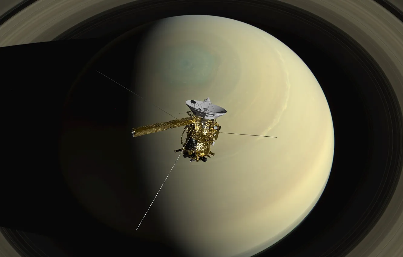 Photo wallpaper space, planet, Saturn, Cassini