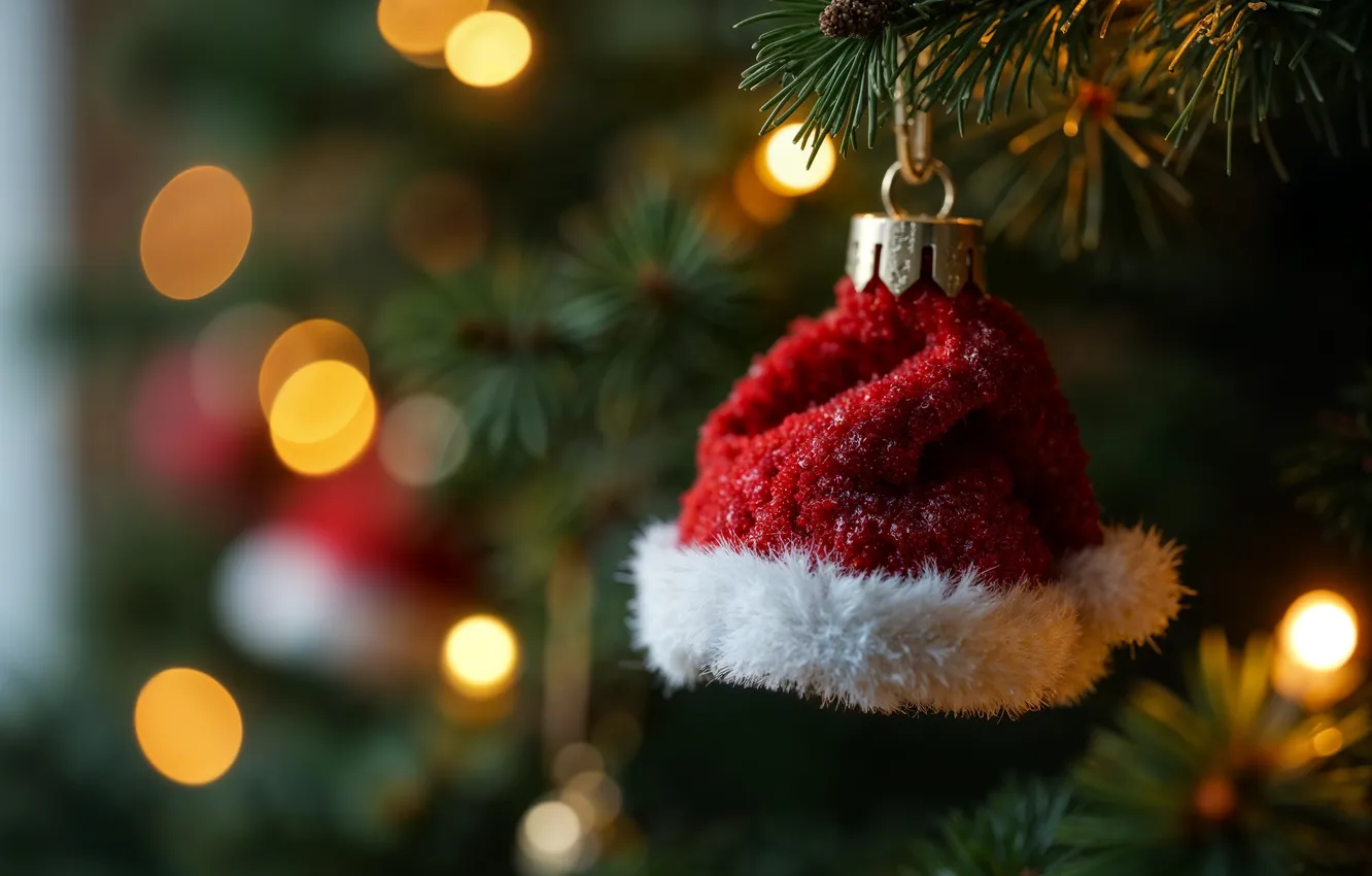 Photo wallpaper decoration, toy, tree, new year, Christmas, Christmas, tree, bokeh