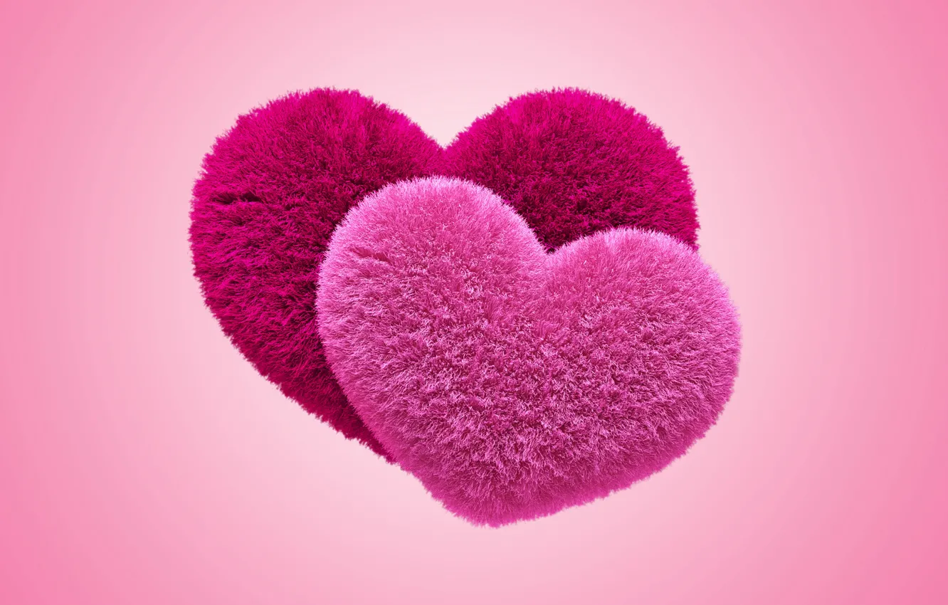 Photo wallpaper fluffy, hearts, love, pink, hearts, fluffy
