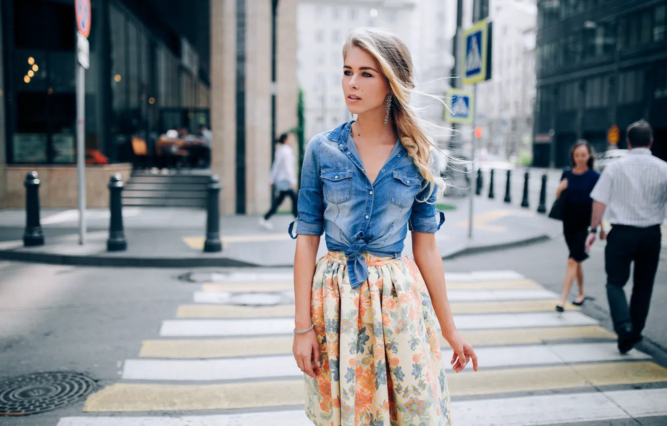 Photo wallpaper road, pose, model, skirt, portrait, home, makeup, figure