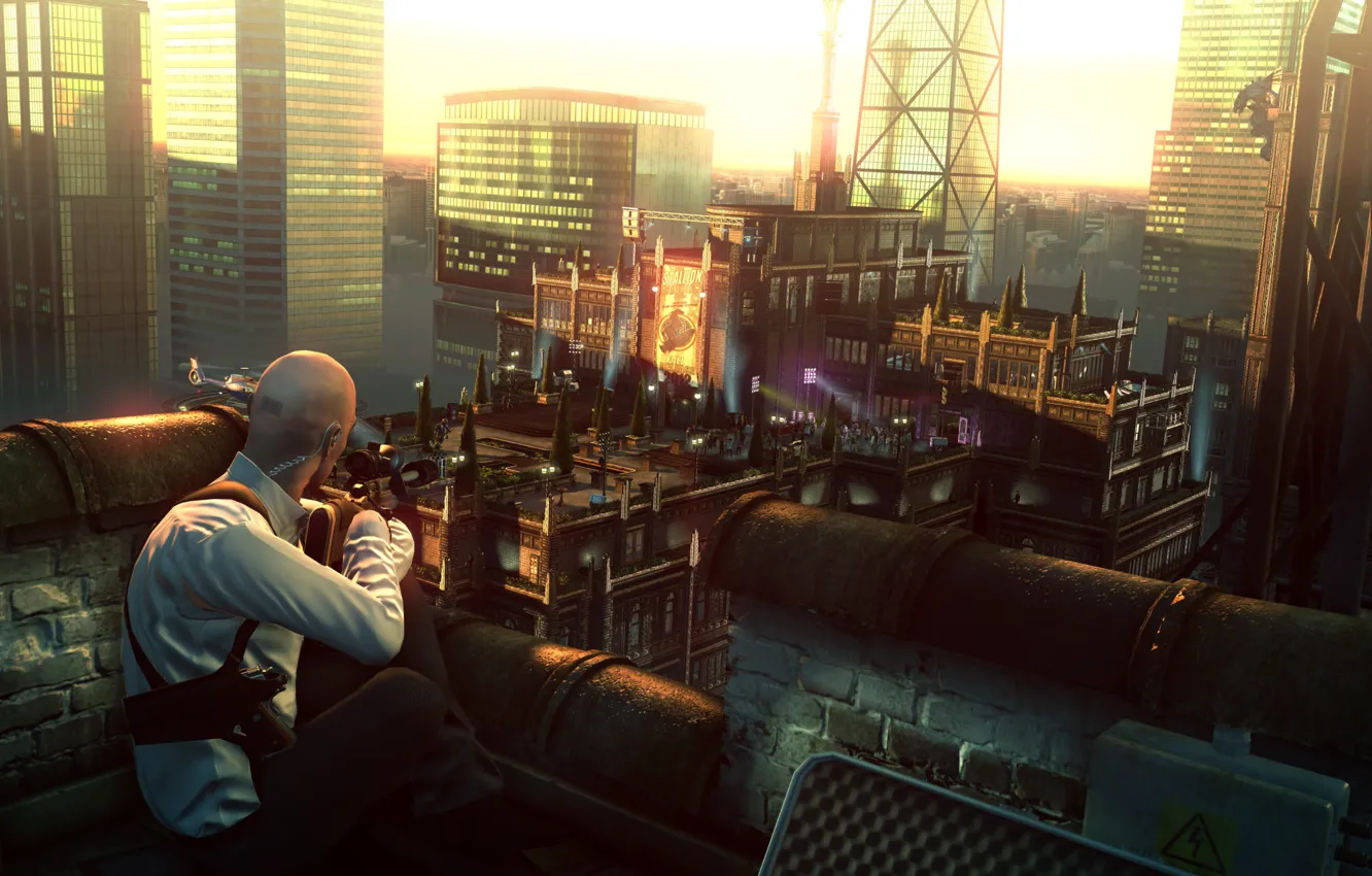 Photo wallpaper Hitman, Hitman, the roof of the building