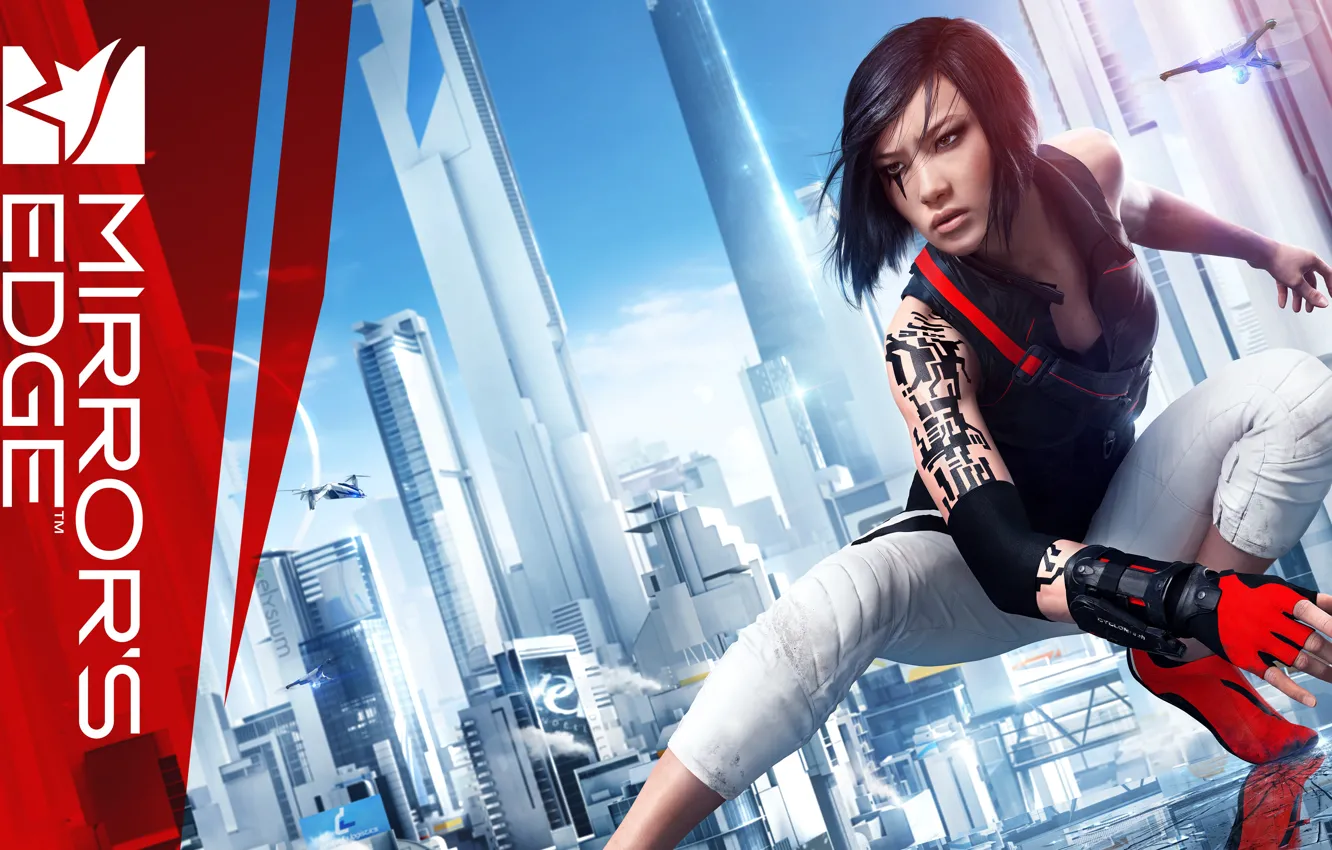 Photo wallpaper girl, the city, drone, Mirror's Edge Catalyst