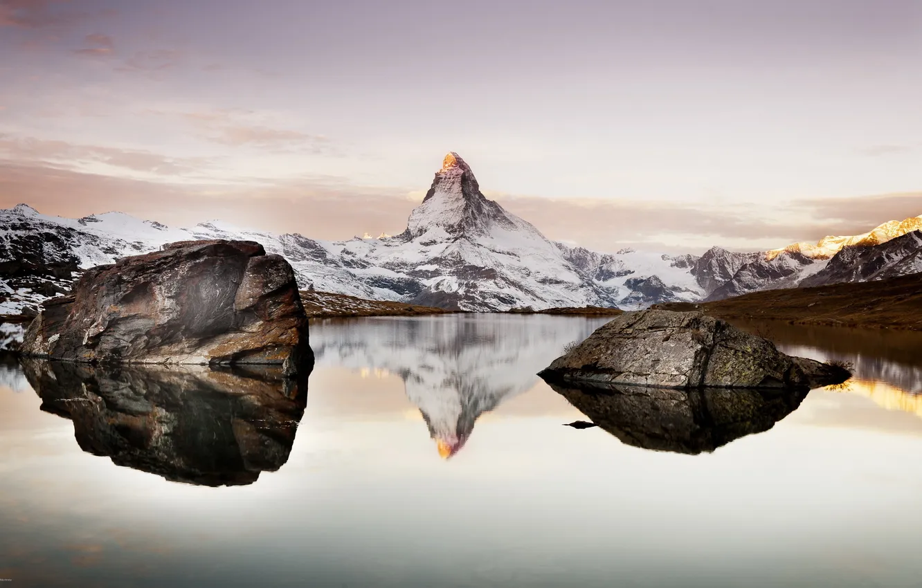 Photo wallpaper landscape, mountains, lake