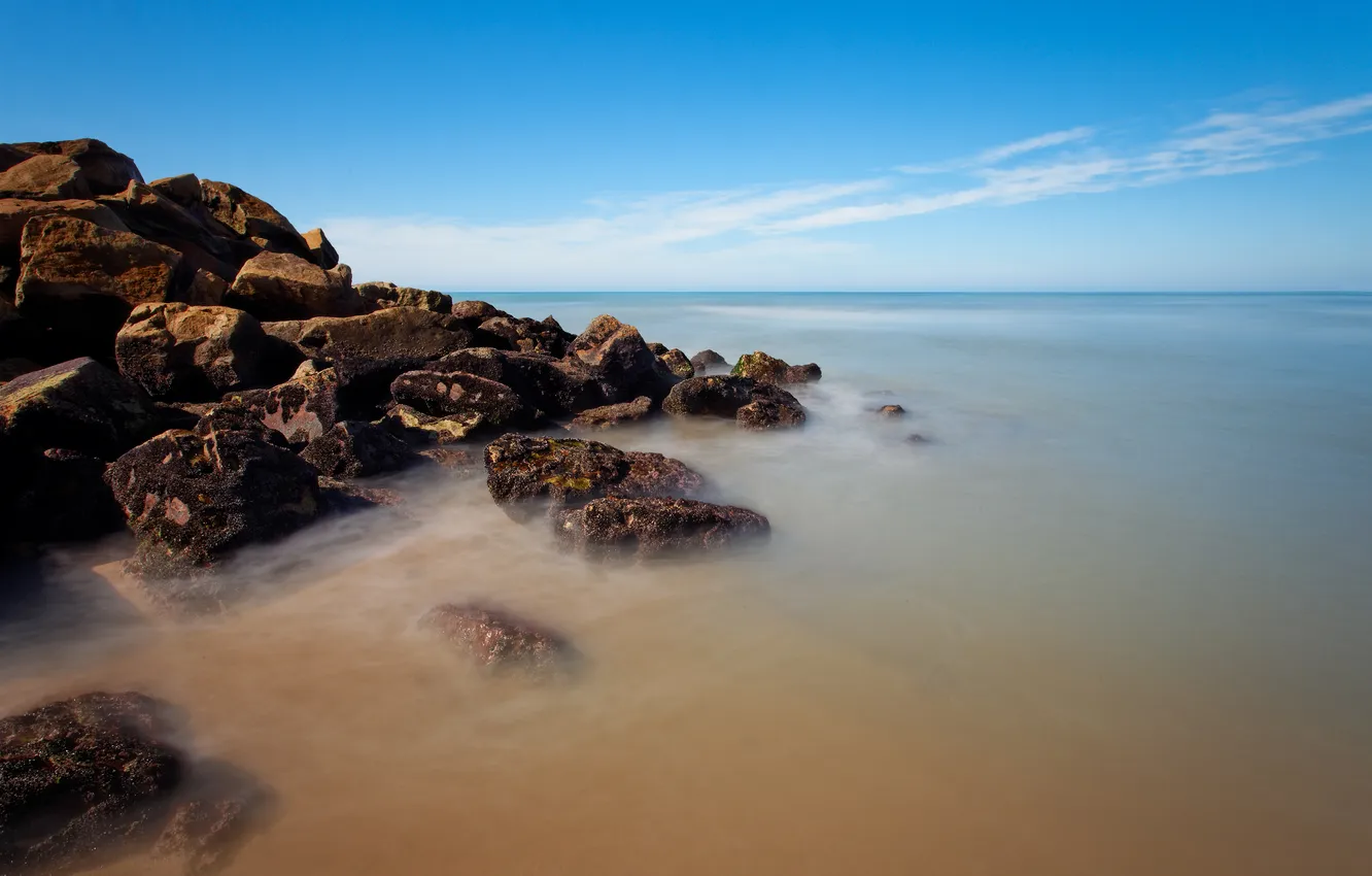 Photo wallpaper sea, the sky, nature, stones