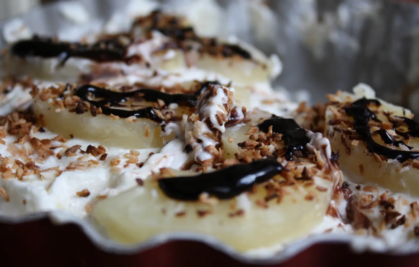 Photo wallpaper chocolate, pie, cake, cake, pineapple, cream, sweet
