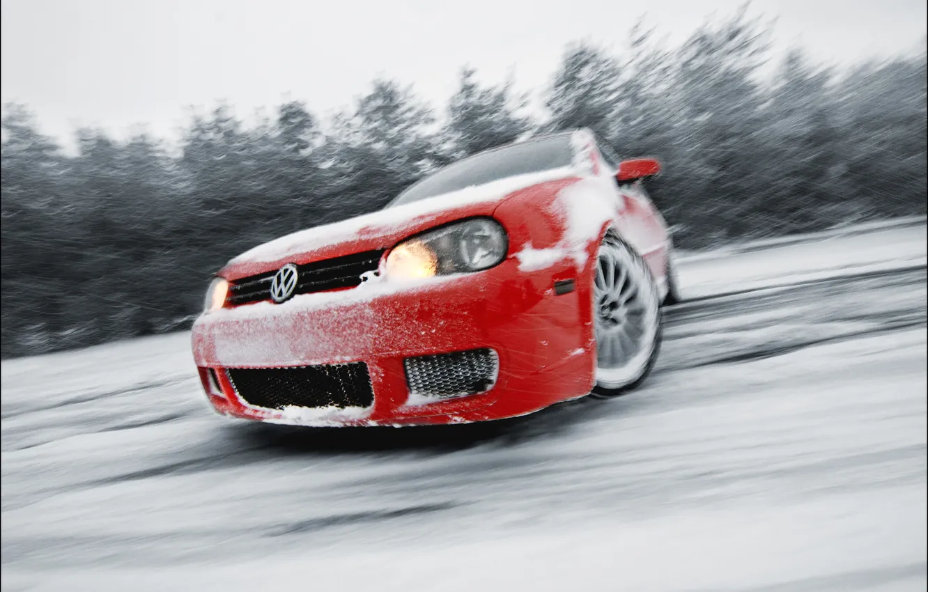 Photo wallpaper winter, Skid, slide