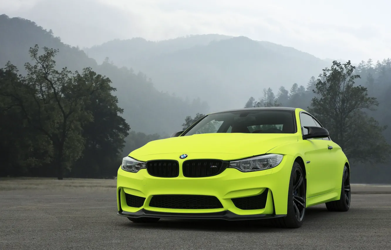 Photo wallpaper BMW, yellow, asphalt, F82, Sight