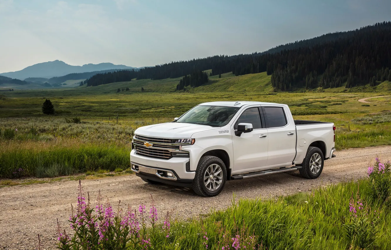 Photo wallpaper auto, forest, hills, Chevrolet, Silverado