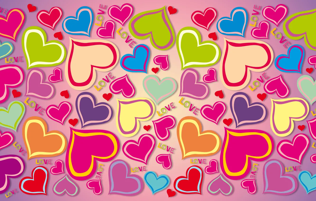 Photo wallpaper love, colorful, hearts, rainbow, love, background, hearts, gradient