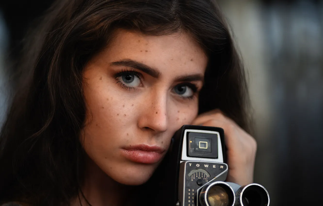 Photo wallpaper look, girl, portrait, camera, Christopher Rankin