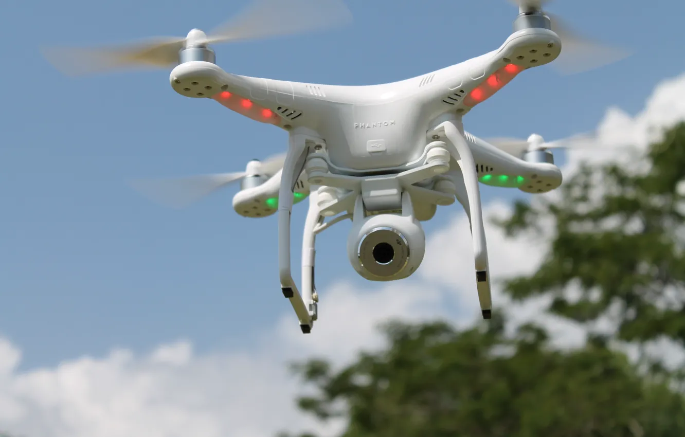 Photo wallpaper Phantom, sky, cloud, vegetation, drone, kumo, quadcopter, DJI Phantom Vision Plus V3