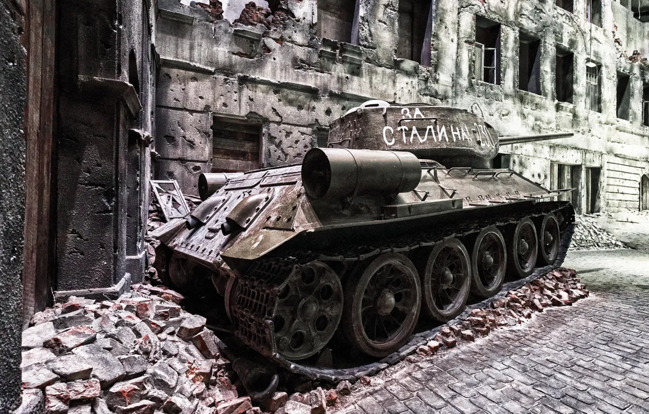 Photo wallpaper Poland, tank, T-34, Gdansk