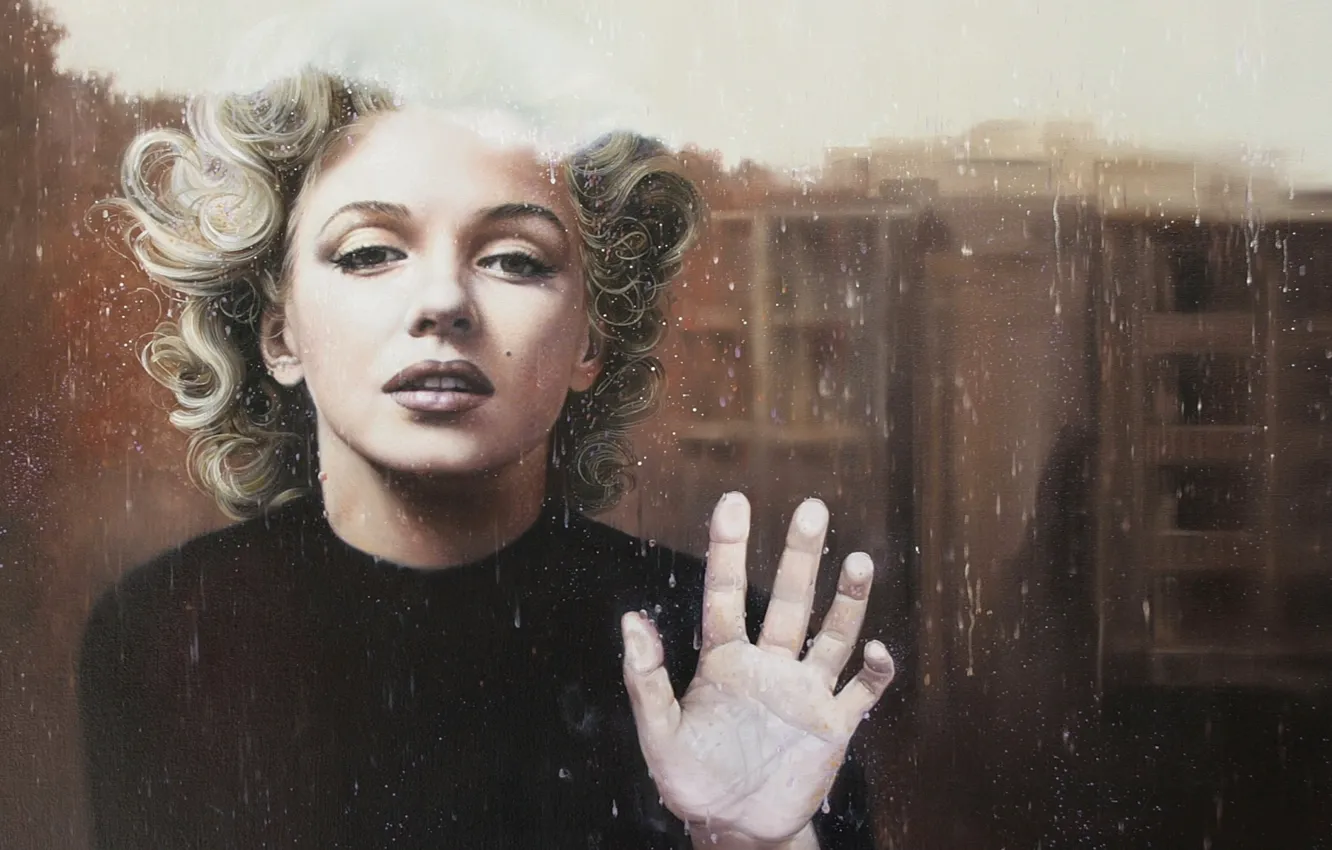 Photo wallpaper look, glass, model, actress, blonde, Marilyn Monroe, Marilyn Monroe