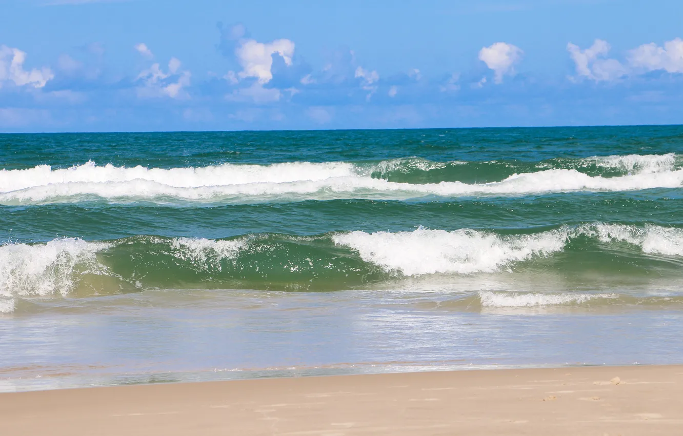Photo wallpaper sea, wave, beach, shore, surf