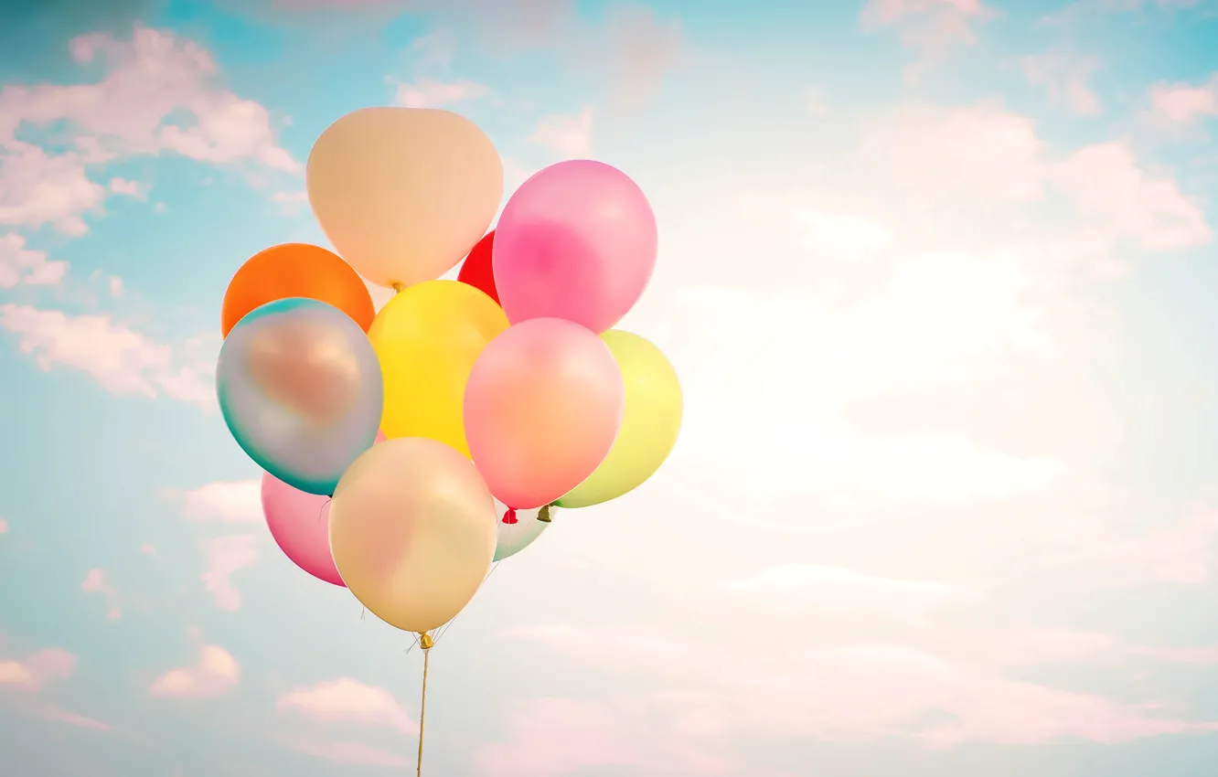 Photo wallpaper summer, the sky, the sun, happiness, balloons, colorful, summer, sunshine