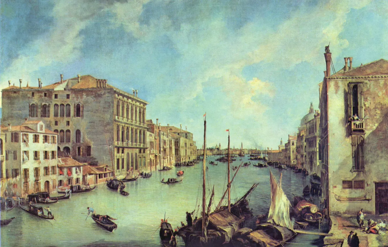 Photo wallpaper building, picture, boats, architecture, the Grand canal, Antonio canal, Veduta, Antonio Canaletto