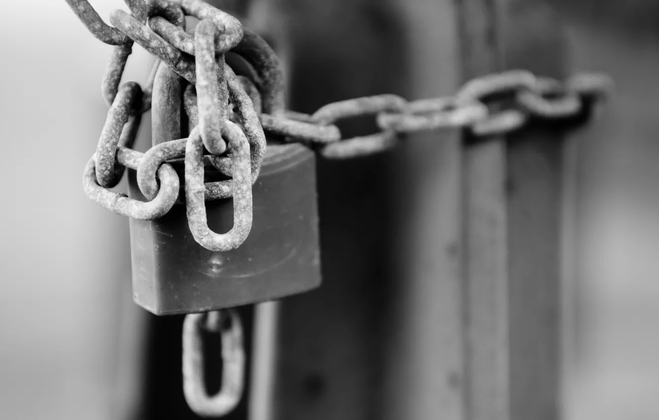 Photo wallpaper macro, style, photo, creative, castle, chain, black and white, chain