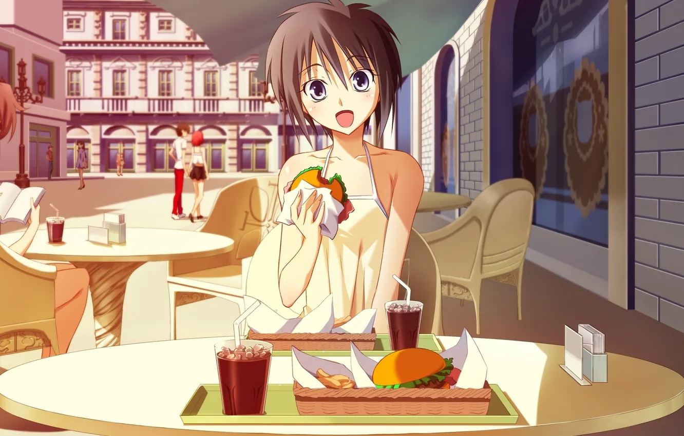 Photo wallpaper girl, food, soranica ele