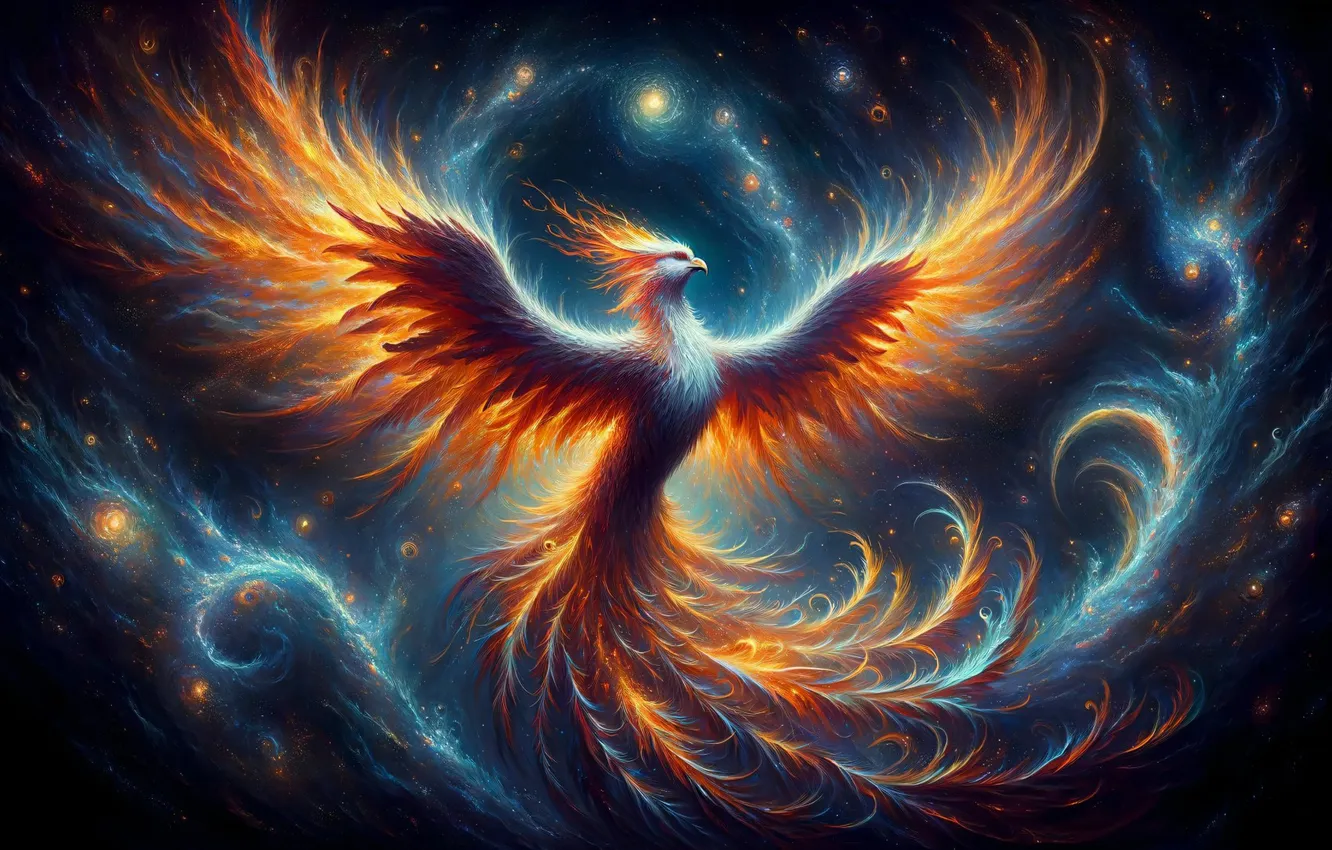 Photo wallpaper bird, fantasy, Phoenix