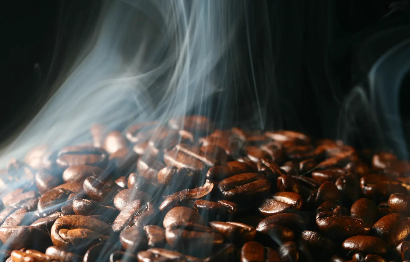 Photo wallpaper coffee, grain, pair, roasting, aroma