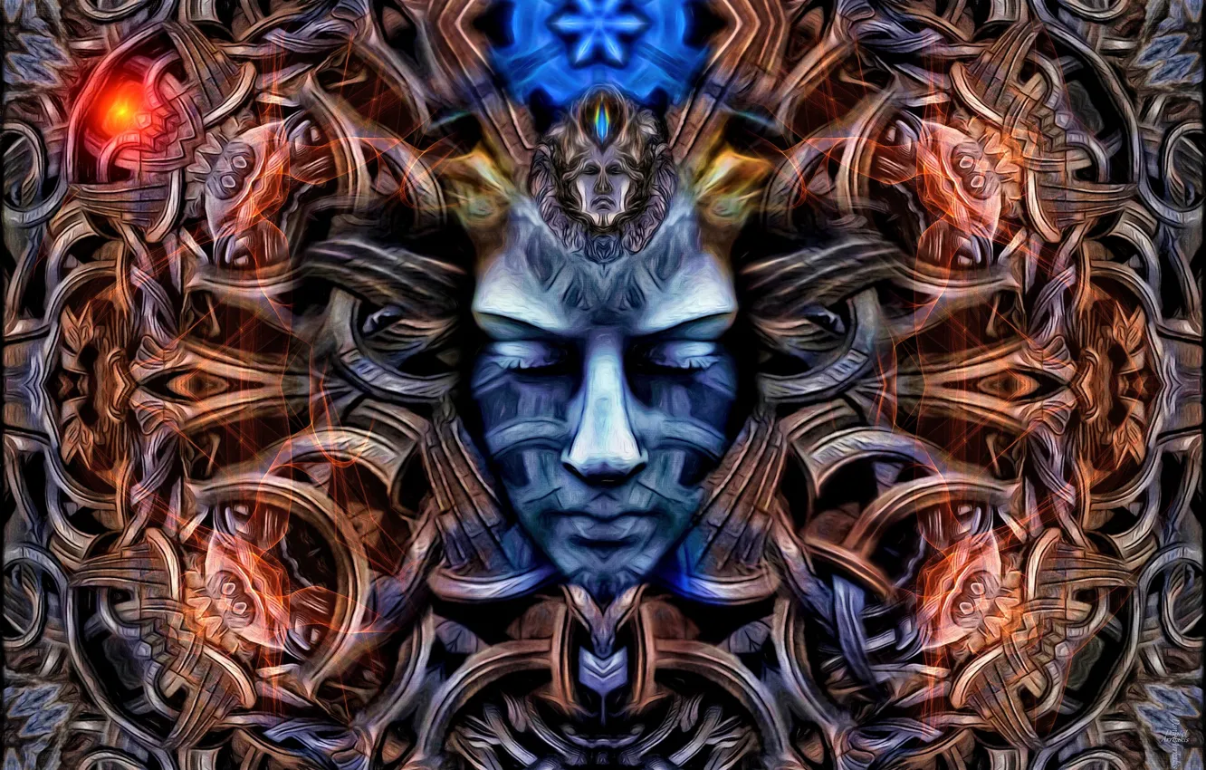 Photo wallpaper abstraction, face, mask