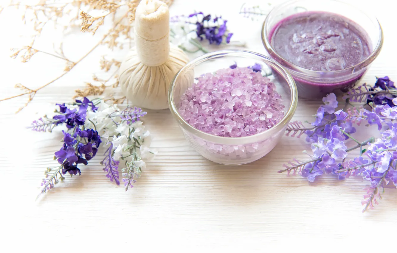 Photo wallpaper flowers, relax, spa, bath salt