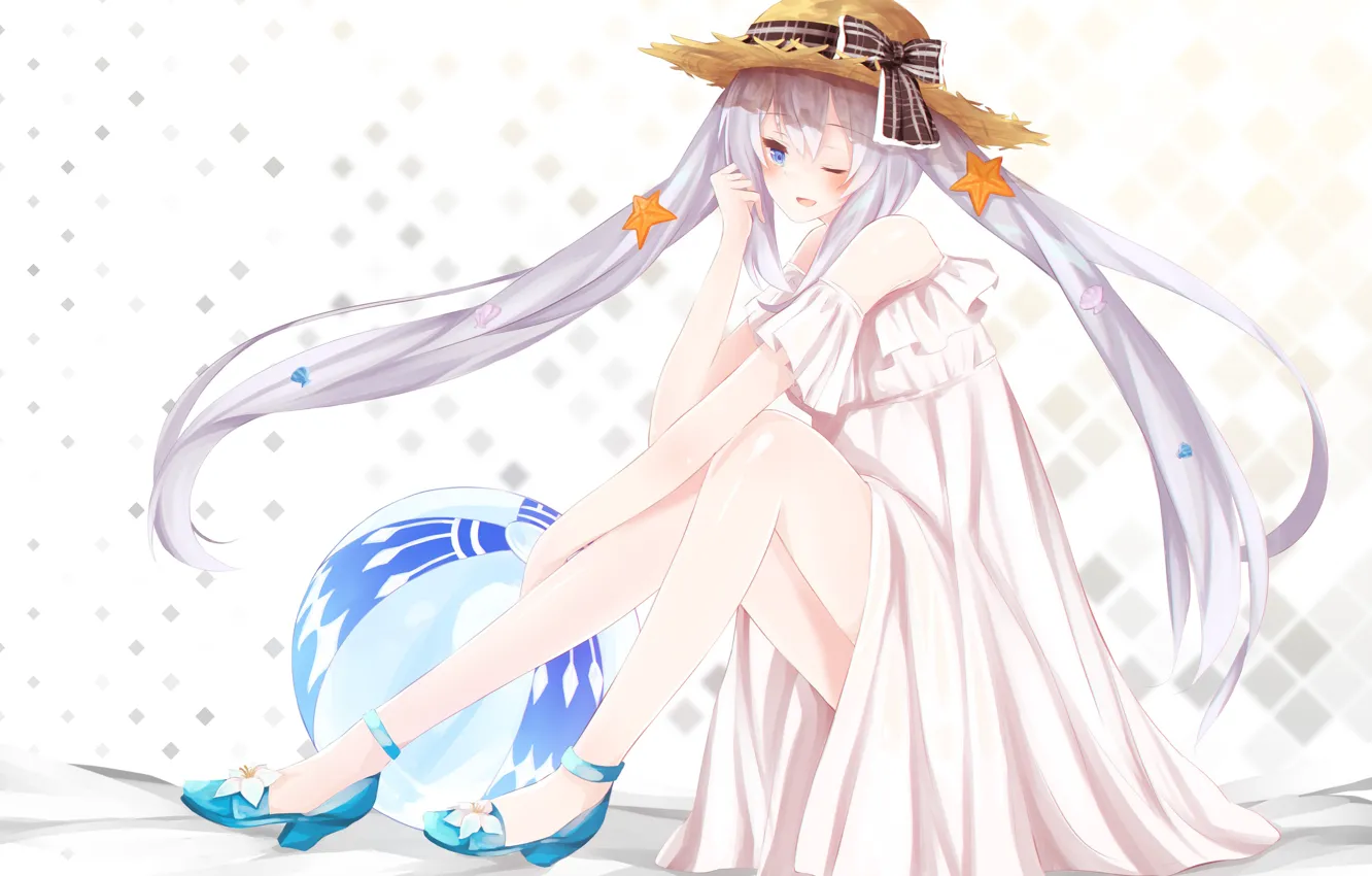 Photo wallpaper girl, anime, art, hat, white dress, Fate / Grand Order
