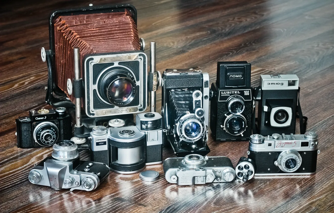 Photo wallpaper FED, Vostok, camera East, camera Vostok, soviet cameras
