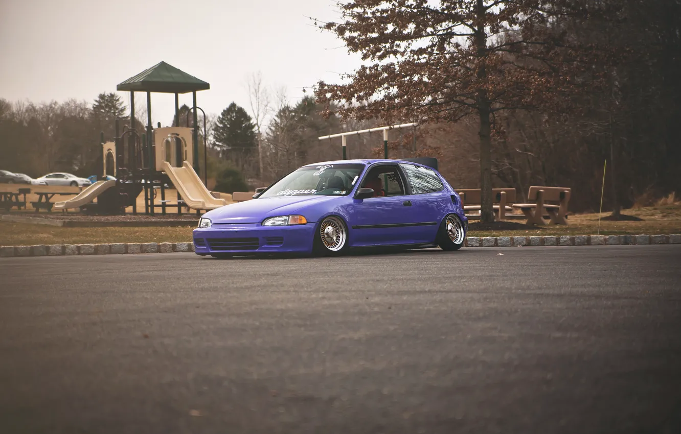 Photo wallpaper Purple, Honda Civic, civici, stance. Honda