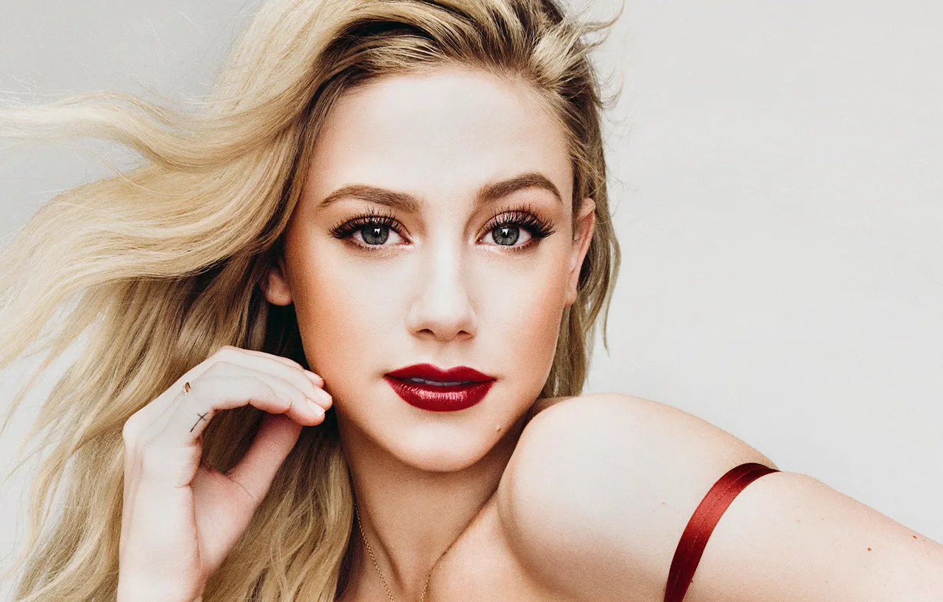 Photo wallpaper look, girl, face, lipstick, Lili Reinhart