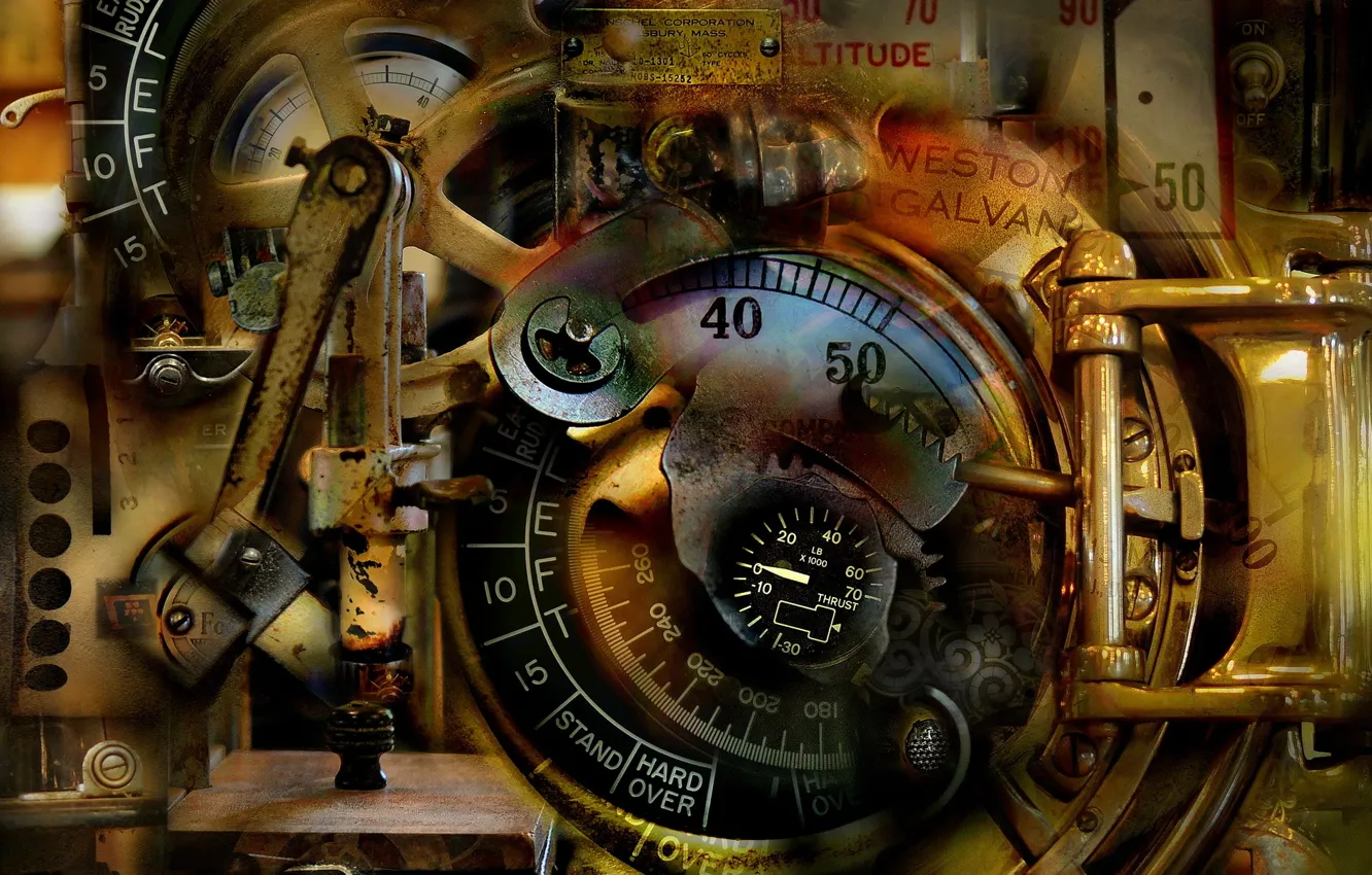 Photo wallpaper abstract, antique, surreal, mechanical dream